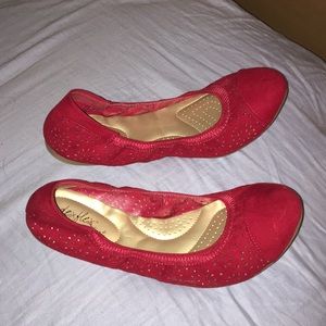 Red slip on dress shoes